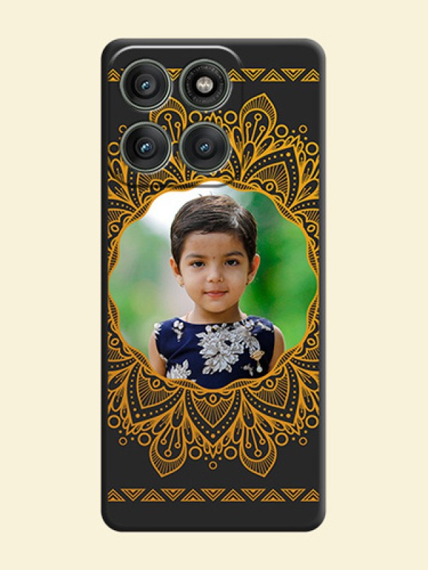 Round Image with Floral Design On Space Black Custom Soft Matte Mobile Back Cover - Motorola Edge 60 Pro 5G