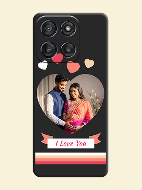 Love Shaped Photo with Colorful Stripes On Space Black Custom Soft Matte Mobile Back Cover - Motorola Edge 60 Stylus
