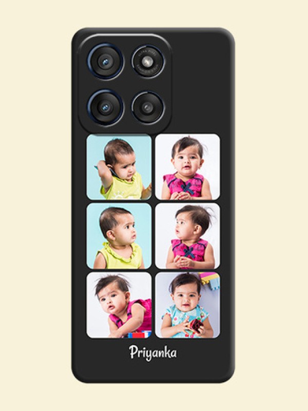 Floral Art with 6 Image Holder on Photo On Space Black Custom Soft Matte Mobile Back Cover - Motorola Edge 60 Stylus