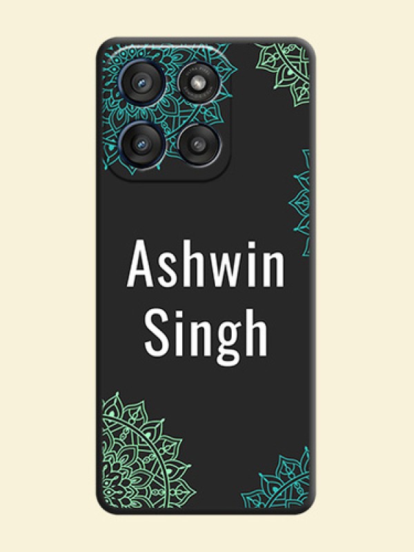 Your Name with Floral Design On Space Black Custom Soft Matte Mobile Back Cover - Motorola Edge 60 Stylus