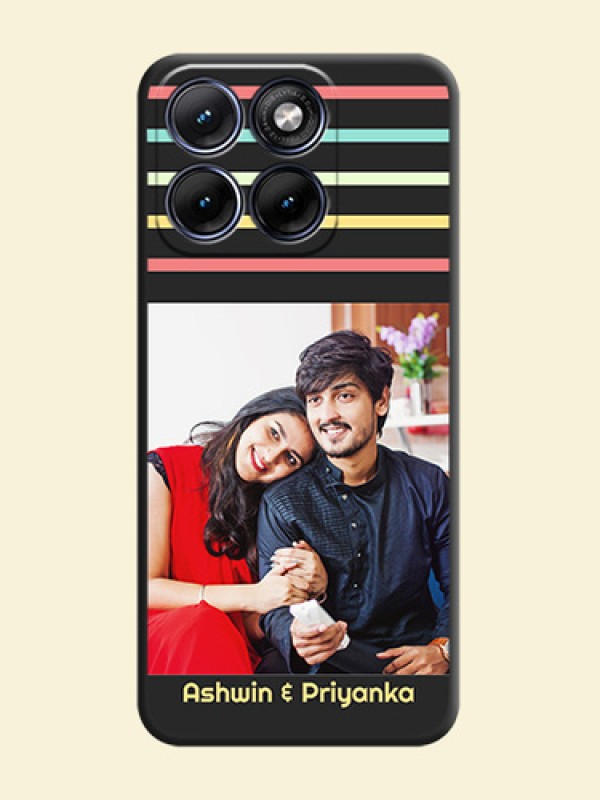 Color Stripes with Photo and Text on Photo On Space Black Custom Soft Matte Mobile Back Cover - Motorola Edge 70 5G