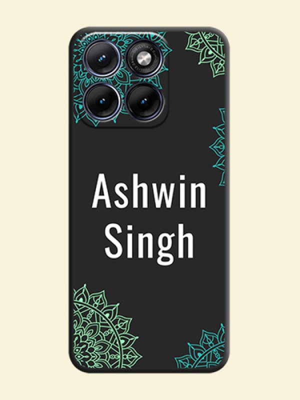 Your Name with Floral Design On Space Black Custom Soft Matte Mobile Back Cover - Motorola Edge 70 5G