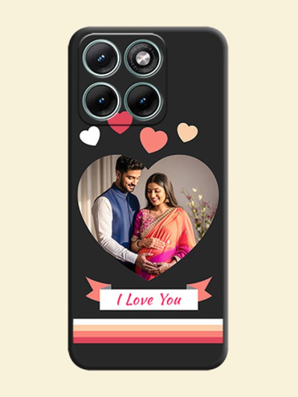 Love Shaped Photo with Colorful Stripes On Space Black Custom Soft Matte Mobile Back Cover - Motorola Edge 70 Fusion