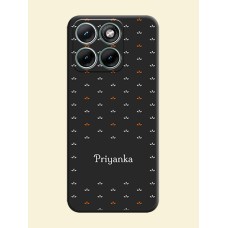Simple Pattern With Custom Text On Space Black Custom Soft Matte Mobile Back Cover - Motorola Edge 70 Fusion