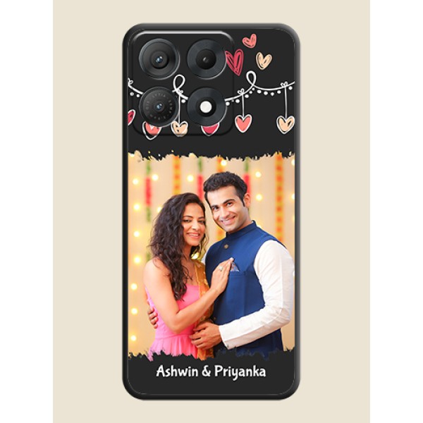 Pink Love Hangings with Name On Space Black Custom Soft Matte Mobile Back Cover - Motorola Edge 70 Max 5G Pink Love Hangings with Name On Space Black Custom Soft Matte Mobile Back Cover - Motorola Edge 70 Max 5G