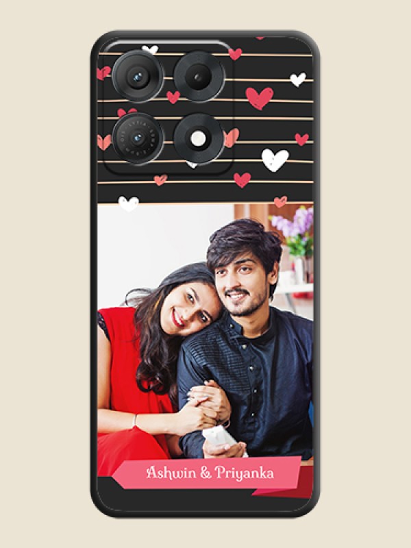 Love Pattern with Name on Pink Ribbon on Photo On Space Black Custom Soft Matte Mobile Back Cover - Motorola Edge 70 Max 5G