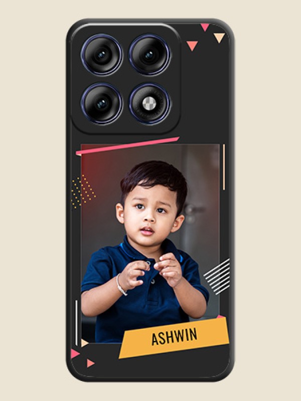 Photo Frame with Triangle Small Dots on Photo On Space Black Custom Soft Matte Mobile Back Cover - Motorola Edge 70 Pro 5G