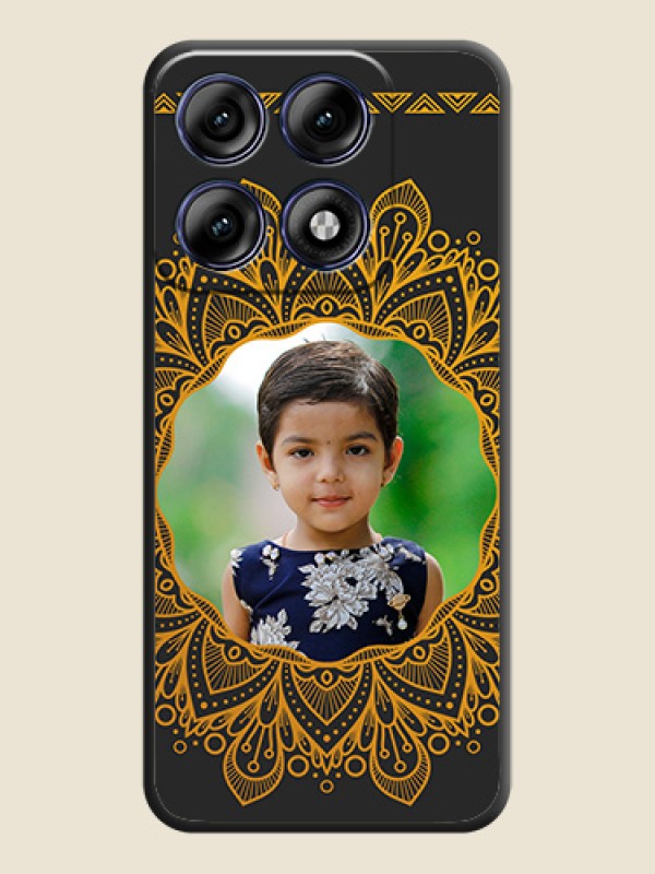 Round Image with Floral Design On Space Black Custom Soft Matte Mobile Back Cover - Motorola Edge 70 Pro 5G