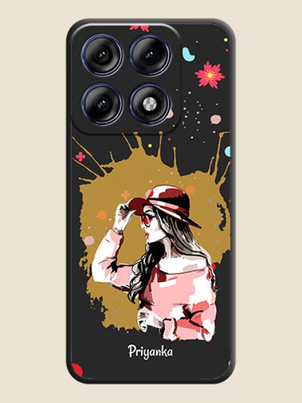 Mordern Lady With Color Splash Background With Custom Text On Space Black Custom Soft Matte Mobile Back Cover - Motorola Edge 70 Pro 5G
