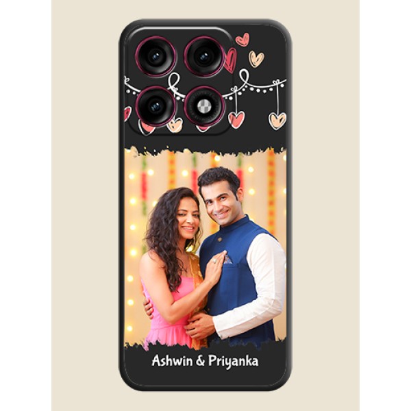 Pink Love Hangings with Name On Space Black Custom Soft Matte Mobile Back Cover - Motorola Edge 70 Pro Plus 5G Pink Love Hangings with Name On Space Black Custom Soft Matte Mobile Back Cover - Motorola Edge 70 Pro Plus 5G