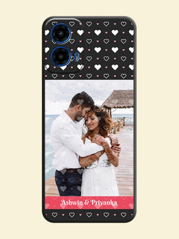 White Color Love Symbols with Text Design - Photo on Space Black Soft Matte Phone Cover - Motorola G34 5G
