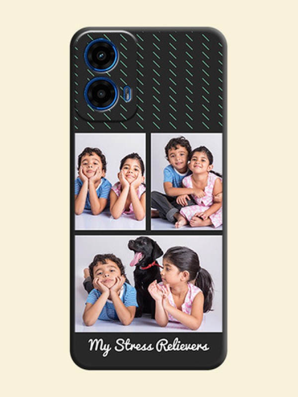 Cross Dotted Pattern with 2 Image Holder on Personalised Space Black Soft Matte Cases - Motorola G34 5G