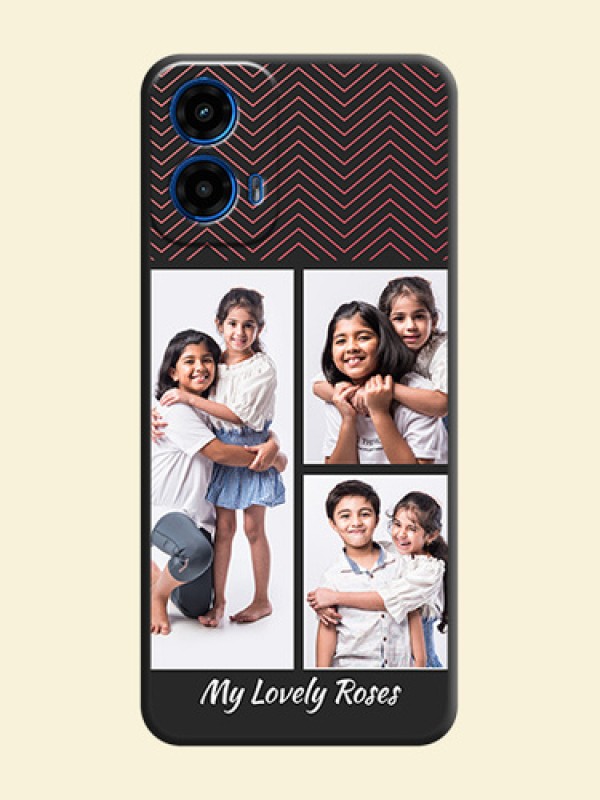 Wave Pattern with 3 Image Holder on Space Black Custom Soft Matte Back Cover - Motorola G34 5G