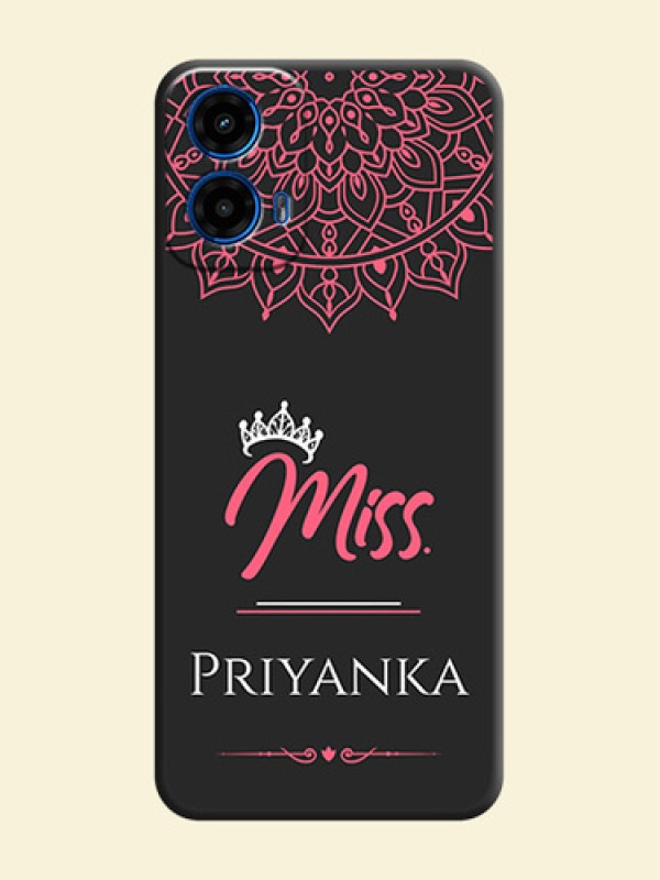 Mrs Name with Floral Design on Space Black Personalized Soft Matte Phone Covers - Motorola G34 5G