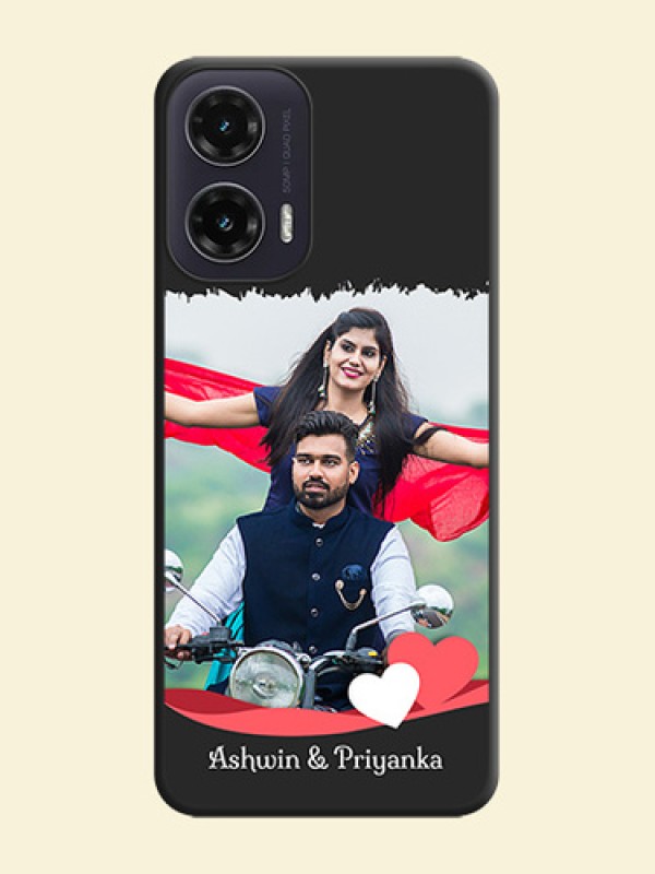 Pin Color Love Shaped Ribbon Design with Text On Space Black Custom Soft Matte Mobile Back Cover - Motorola G35 5G