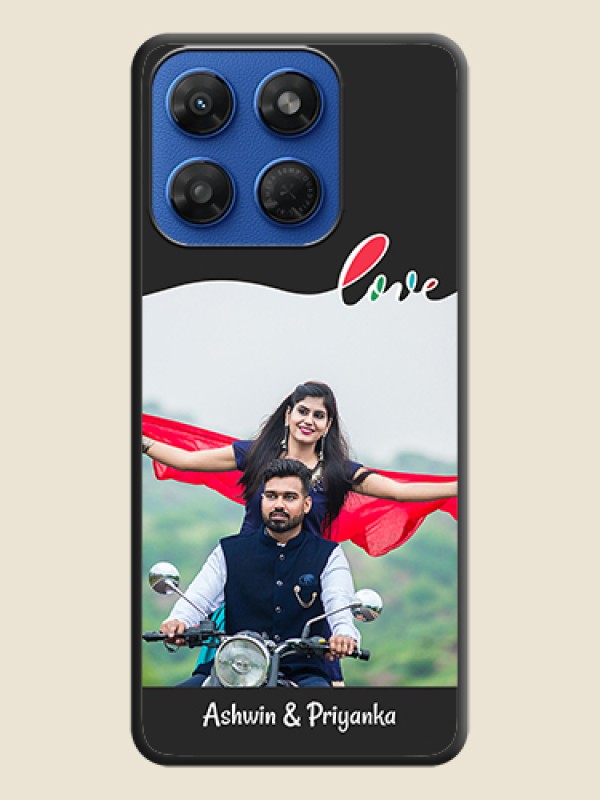 Fall in Love Pattern with Picture on Photo On Space Black Custom Soft Matte Mobile Back Cover - Motorola G37 5G