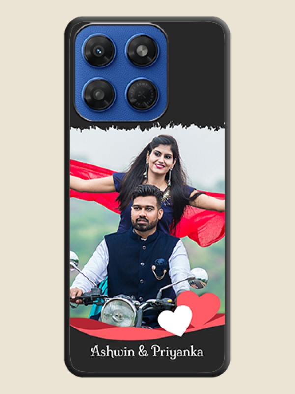 Pin Color Love Shaped Ribbon Design with Text On Space Black Custom Soft Matte Mobile Back Cover - Motorola G37 5G