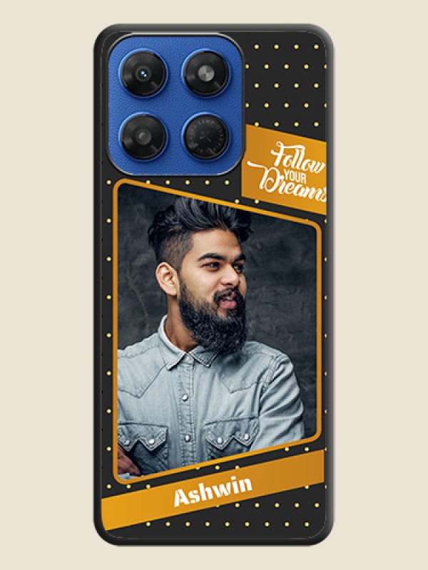 Follow Your Dreams with White Dots On Space Black Custom Soft Matte Mobile Back Cover - Motorola G37 5G