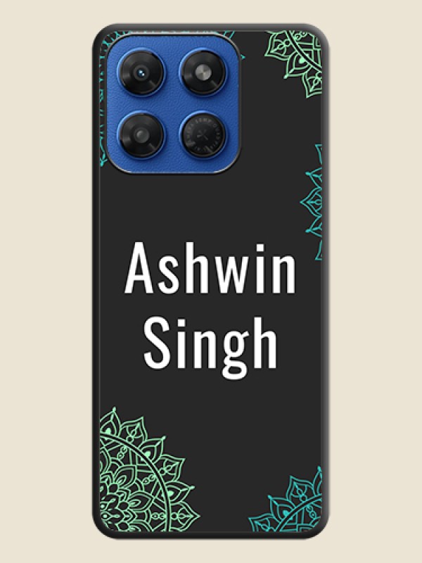 Your Name with Floral Design On Space Black Custom Soft Matte Mobile Back Cover - Motorola G37 5G