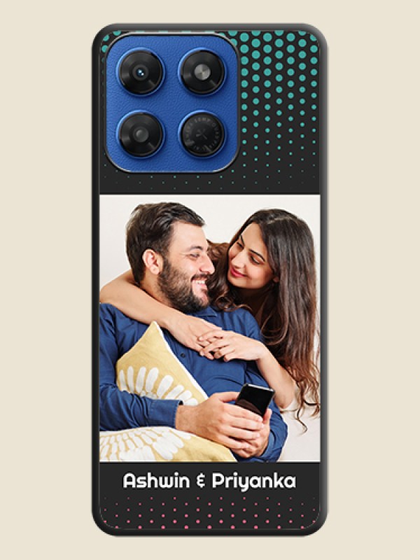 Faded Dots with Grunge Photo Frame and Text On Space Black Custom Soft Matte Mobile Back Cover - Motorola G37 5G