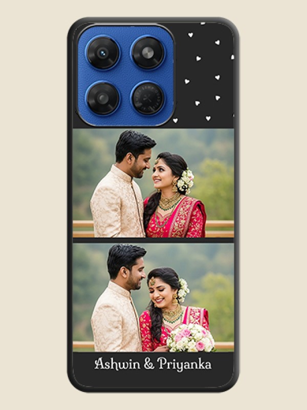Miniature Love Symbols with Name On Space Black Custom Soft Matte Mobile Back Cover - Motorola G37 Power 5G