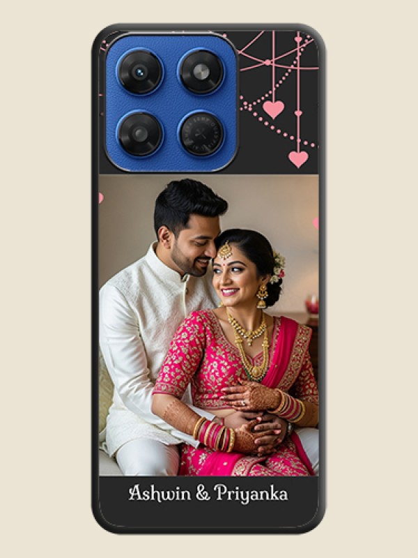 Pink Love Hangings with Text On Space Black Custom Soft Matte Mobile Back Cover - Motorola G37 Power 5G