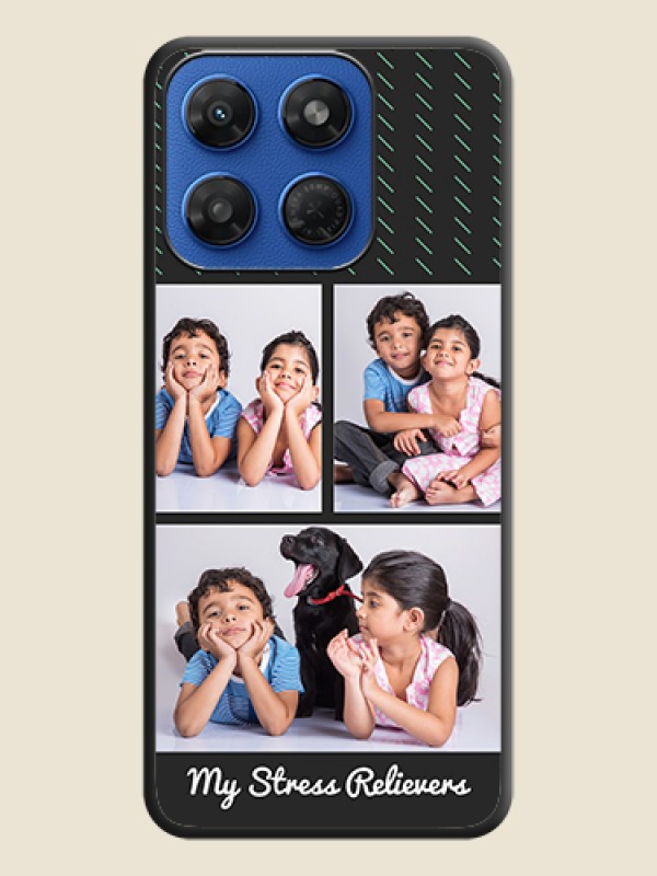 Cross Dotted Pattern with 2 Image Holder On Space Black Custom Soft Matte Mobile Back Cover - Motorola G37 Power 5G