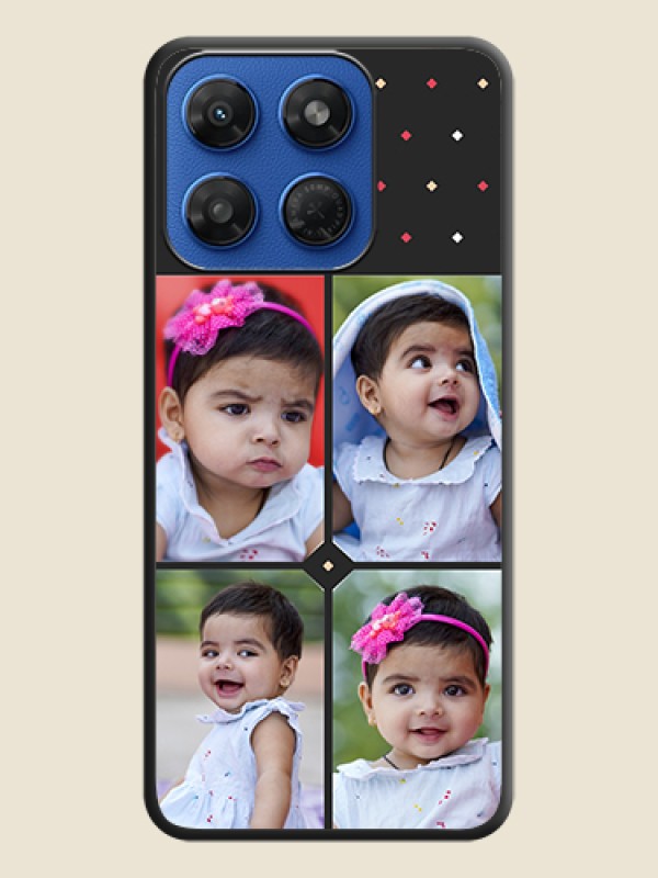 Multicolor Dotted Pattern with 4 Image Holder On Space Black Custom Soft Matte Mobile Back Cover - Motorola G37 Power 5G