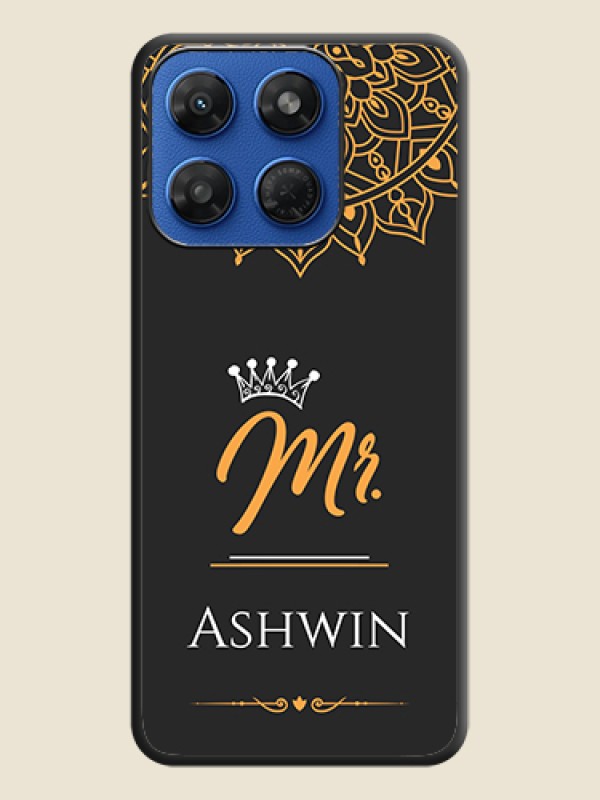Mr Name with Floral Design On Space Black Custom Soft Matte Mobile Back Cover - Motorola G37 Power 5G