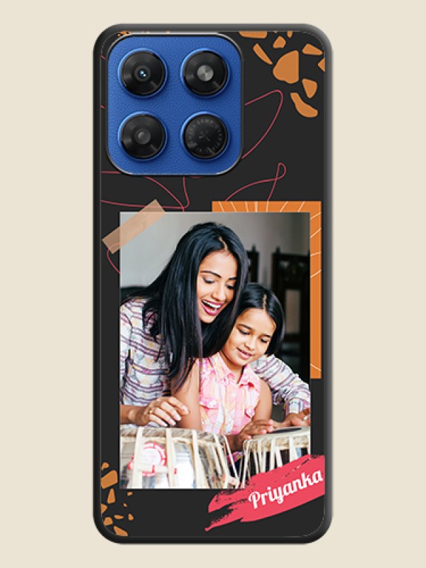 Orange Photo Frame On Space Black Custom Soft Matte Mobile Back Cover - Motorola G37 Power 5G