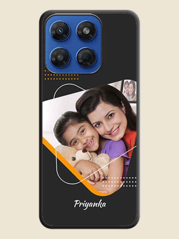 Yellow Triangle on Photo On Space Black Custom Soft Matte Mobile Back Cover - Motorola G37 Power 5G