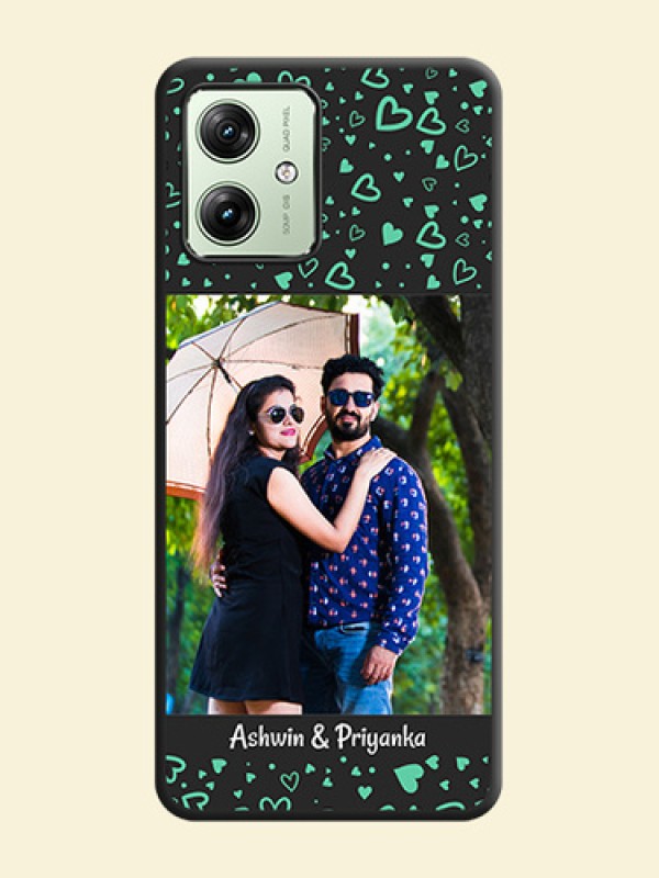 Sea Green Indefinite Love Pattern on Photo On Space Black Custom Soft Matte Mobile Back Cover - Motorola G54 5G