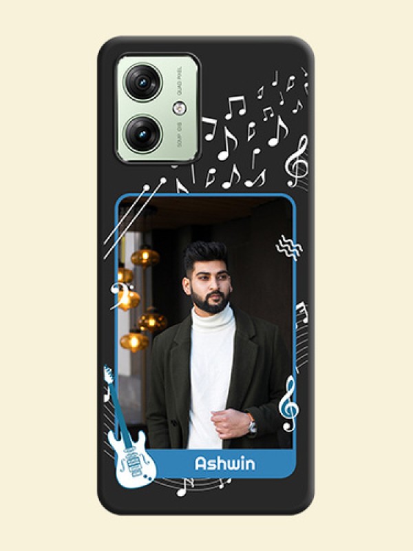 Musical Theme Design with Text on Photo On Space Black Custom Soft Matte Mobile Back Cover - Motorola G54 5G