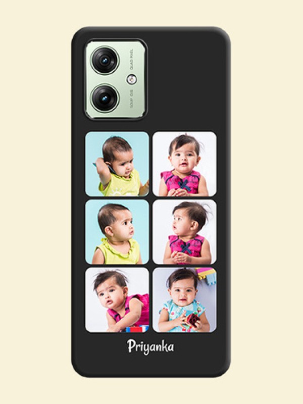 Floral Art with 6 Image Holder on Photo On Space Black Custom Soft Matte Mobile Back Cover - Motorola G54 5G