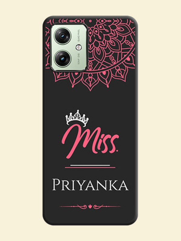 Mrs Name with Floral Design On Space Black Custom Soft Matte Mobile Back Cover - Motorola G54 5G