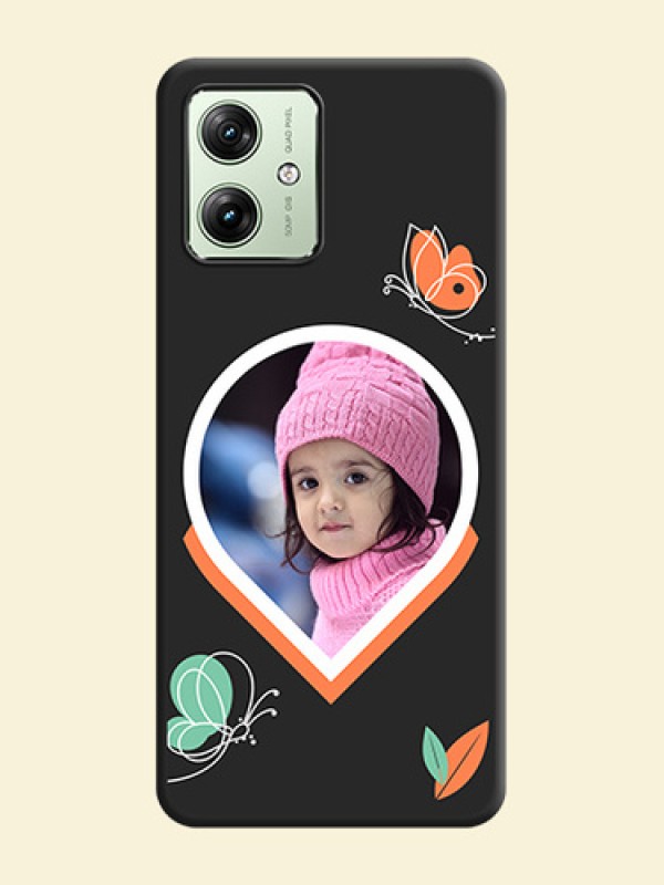 Upload Pic With Simple Butterly Design On Space Black Custom Soft Matte Mobile Back Cover - Motorola G54 5G