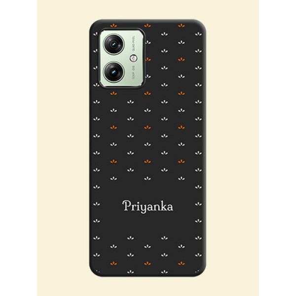 Simple Pattern With Custom Text On Space Black Custom Soft Matte Mobile Back Cover - Motorola G54 5G Simple Pattern With Custom Text On Space Black Custom Soft Matte Mobile Back Cover - Motorola G54 5G