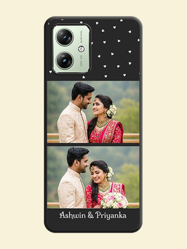 Miniature Love Symbols with Name on Space Black Custom Soft Matte Back Cover - Motorola G64 5G