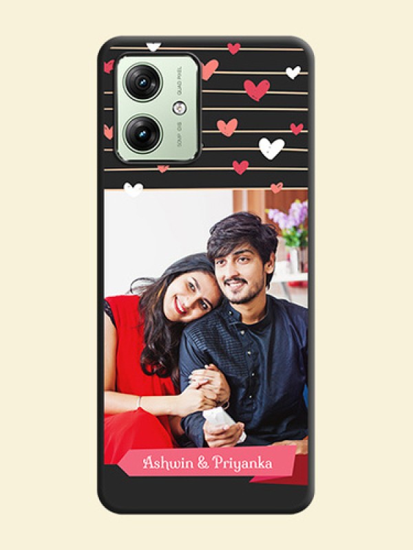 Love Pattern with Name on Pink Ribbon - Photo on Space Black Soft Matte Back Cover - Motorola G64 5G
