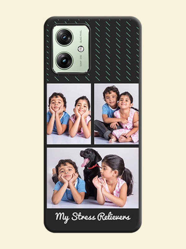 Cross Dotted Pattern with 2 Image Holder on Personalised Space Black Soft Matte Cases - Motorola G64 5G