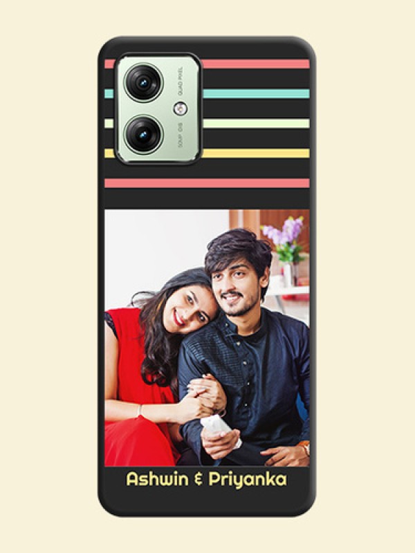 Color Stripes with Photo and Text - Photo on Space Black Soft Matte Mobile Case - Motorola G64 5G