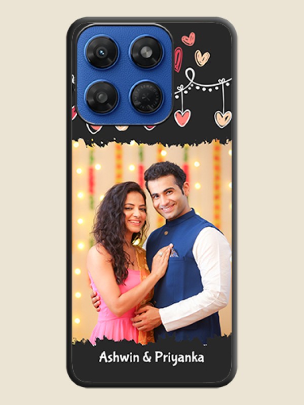 Pink Love Hangings with Name On Space Black Custom Soft Matte Mobile Back Cover - Motorola G77 Power 5G
