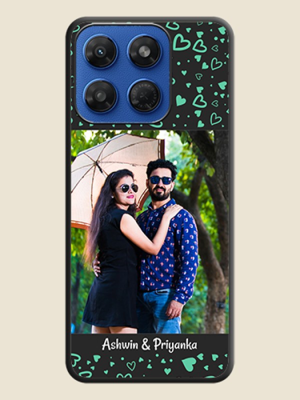 Sea Green Indefinite Love Pattern on Photo On Space Black Custom Soft Matte Mobile Back Cover - Motorola G77 Power 5G
