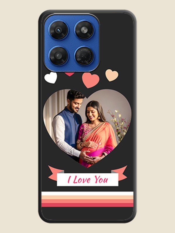 Love Shaped Photo with Colorful Stripes On Space Black Custom Soft Matte Mobile Back Cover - Motorola G77 Power 5G