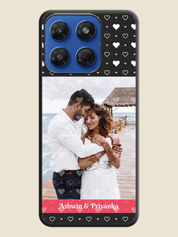 White Color Love Symbols with Text Design on Photo On Space Black Custom Soft Matte Mobile Back Cover - Motorola G77 Power 5G