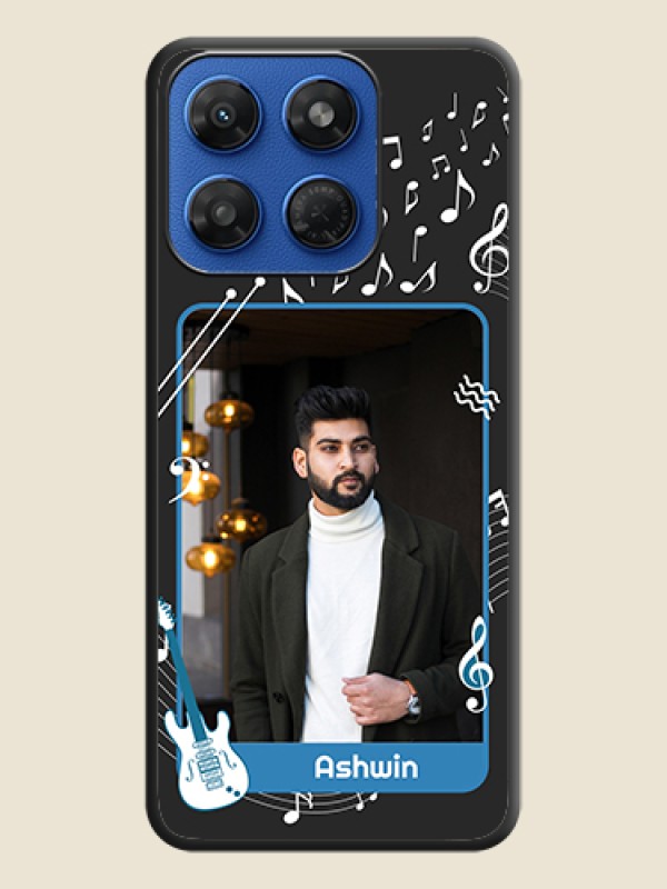 Musical Theme Design with Text on Photo On Space Black Custom Soft Matte Mobile Back Cover - Motorola G77 Power 5G
