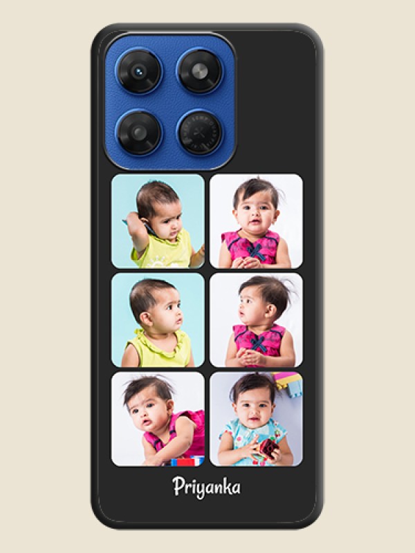 Floral Art with 6 Image Holder on Photo On Space Black Custom Soft Matte Mobile Back Cover - Motorola G77 Power 5G