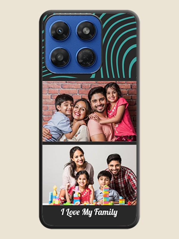 Wave Pattern with 2 Image Holder On Space Black Custom Soft Matte Mobile Back Cover - Motorola G77 Power 5G