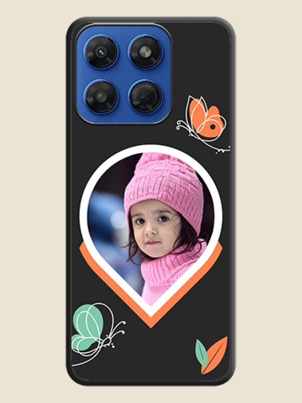 Upload Pic With Simple Butterly Design On Space Black Custom Soft Matte Mobile Back Cover - Motorola G77 Power 5G