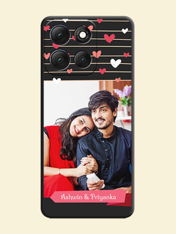 Love Pattern with Name on Pink Ribbon on Photo On Space Black Custom Soft Matte Mobile Back Cover - Motorola G86 Power 5G